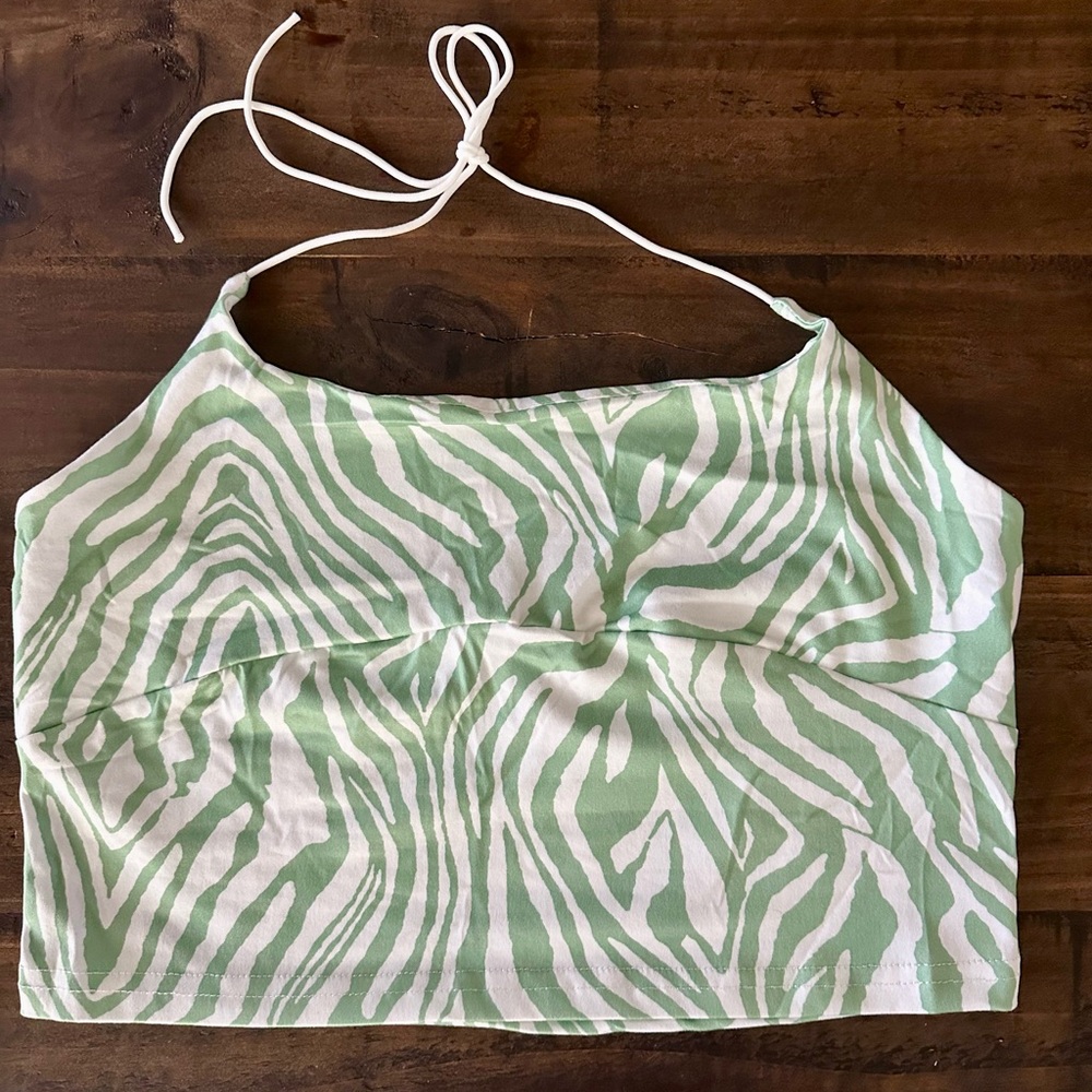 Green Zebra Print Women's Top